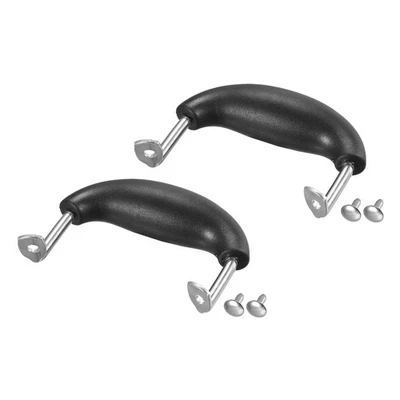 Pentola Lato Maniglia per Inox Acciaio Manico Nero Argento Tono 90x78mm 2pz - Immagine 1 di 4