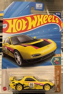 2025 Hot Wheels '95 Mazda RX-7 Drift #163 yellow SUPER CUSTOM WHEEL SWAP - Picture 1 of 1