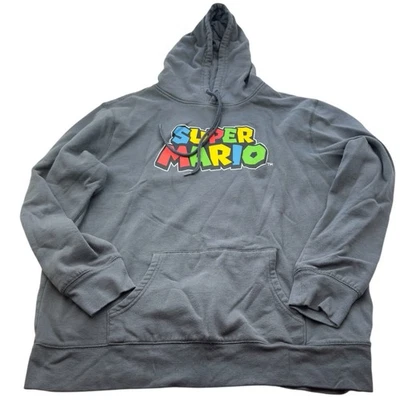 Nintendo Super Mario Sudadera con Capucha Hombres XL Gris Pullover Gráfico Gamer Sudadera Foto 1 de 4