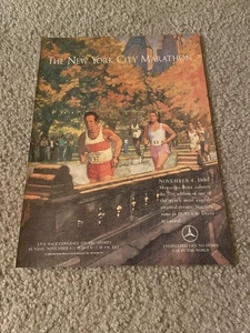 Vintage 1990 NEW YORK CITY MARATHON RUNNING RACE PRINT AD MERCEDES-BENZ - Picture 1 of 1