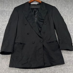 Hugo Boss Blazer Mens 42R Black Pure New Wool Super 100 One-Button Jacket Career - Picture 1 of 18