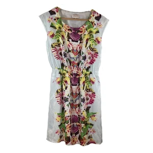 Poem by Oliver Bonas Multicoloured Tropical Floral Sleeveless Dress UK 12 - Picture 1 of 9