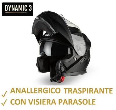 CRUIZER Casco Moto o Scooter Modulare Omologato Doppia con Visiera da Sole Nero - Immagine 1 di 4
