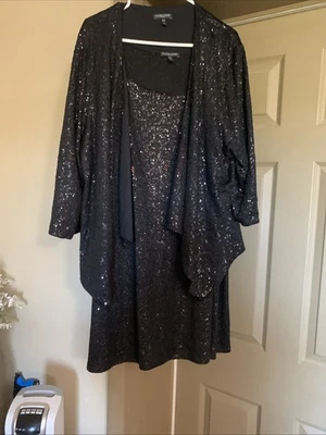 Eileen Fisher Women’s 100% Silk Sequins Black Dress & Jacket 3X Holiday Party - Image 1 of 4