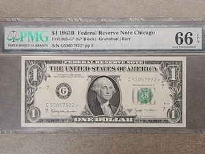 1963B $1 Fr#1902-G* Federal Reserve Note PMG 66 EPQ - Picture 1 of 6