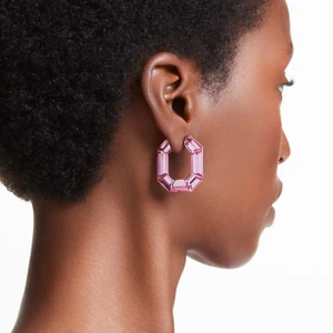 SWAROVSKI Lucent hoop earrings Octagon shape, Small, Pink #5680783 ~ NEW IN BOX - Picture 1 of 2