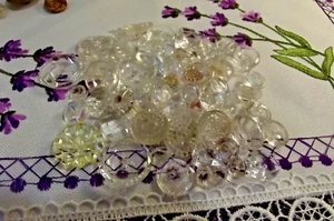 Grab Bag of 53 Clear Glass Buttons - All shapes, sizes, patterns! (4009) - Picture 1 of 7