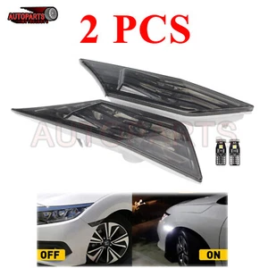 2 For 2016-2020 Honda Civic Front Bumper LED Side Marker Light w led bulb White - Imagen 1 de 11