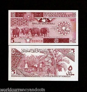SOMALIA 5 SHILIN P31 A 1983 *REPLACEMENT OX BANANA HORSE UNC CURRENCY MONEY NOTE - Picture 1 of 2