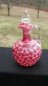 Hobbs Windows Swirl Cranberry Opalescent Cruet !!! - Picture 1 of 4