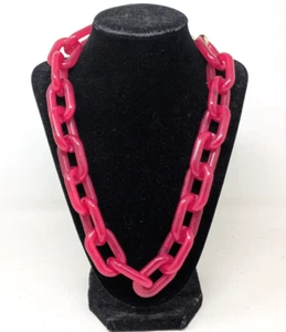 Vintage Zenzii Large Chunky Pink Resin Cable Chain Adjustable Statement Necklace - Picture 1 of 4