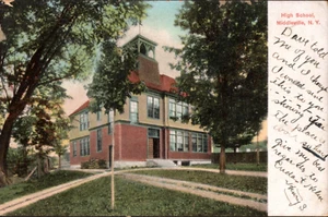 Antique Postcard Middleville NY High School Undivided Posted 1907 - Picture 1 of 2
