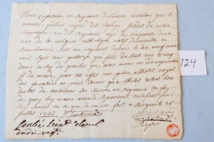 1732 France Army Regiment Certificate Wax Seal King Louis XV Revolution Napoleon - Picture 1 of 2