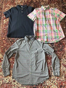 Lot Of 3 VGUC Polo Ralph Lauren Shirt Youth XL Boy's 18-20 Summer Plaid Solid - Picture 1 of 20
