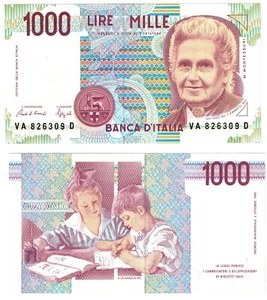 1990 Italy 1000 Lire Banknote UNC P114a - Picture 1 of 1
