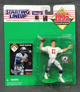 DREW BLEDSOE 🏈 New England Patriots Starting Lineup SLU 1995 Figure & Card NIP - Picture 1 of 5