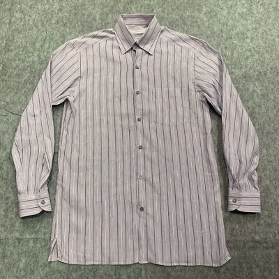 Ermenegildo Zegna Men's Purple Striped LINEN Button Down Dress Shirt - Size M - Image 1 of 4