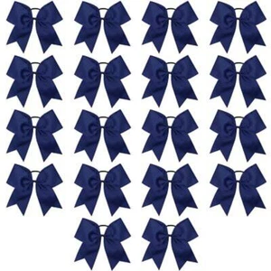 18 Pcs 8 Inch Jumbo Cheer Bows Ponytail Holder Cheerleading Girls Bow Hair Tie - Picture 1 of 7