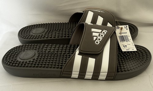 Adidas Adissage Slides Sandalo Grigio Bianco Grigio Uomo Taglia 17 Nuovo