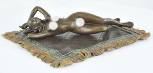 Sexy Estatua Estilo Art Deco Escultura Ninfa Estilo Art Nouveau Bronce Firmada - Imagen 1 de 12