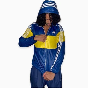 Chaqueta Rompevientos Súper Rara Adidas Brillo Cal Surf Azul Amarillo Mediano - Imagen 1 de 10