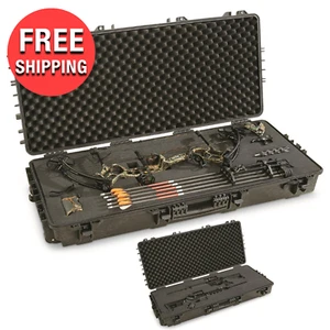 Hard Case Compound Bow Archery Rifle Storage Waterproof Box Customize Pad Wheels - Picture 1 of 13