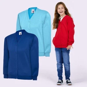 Children's Cardigan by Uneek UC207 - 300GSM Unisex -11 Colours - Size 2 - 13 Yrs - Picture 1 of 10