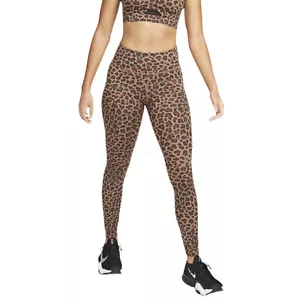 NIKE Women's Dri-FIT One Leopard Print Mid-Rise Leggings sz XS X-Small Brown - Picture 1 of 7