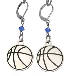 Pendientes Baloncesto con Piedra Natal o Color Equipo, Joyería Baloncesto Regalo - Imagen 1 de 5