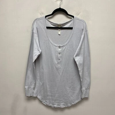 Blusa Henley Free People Intimately feminina cinza manga longa 3 botões camadas M - Imagem 1 de 4