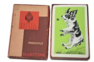 E4881 Russell Gladstone Pinochle Playing Cards Dog catching ball. Free shipping. - Picture 1 of 4