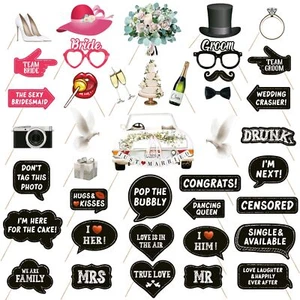 40pcs Wedding Photo Booth Props Wedding Selfie Props for Photobooth Wedding P... - Picture 1 of 6