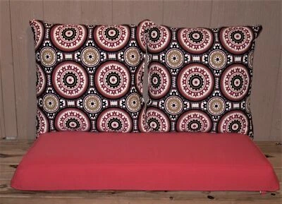 Sunbrella® 3 Pc Outdoor Patio Love Seat Cushion Set ~ Paprika Medallion NEW - Image 1 of 4