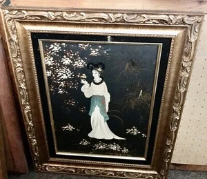 Original Hand Painted Artist Man Ling Canvas Oil Painting Frame 18x22 - Picture 1 of 6