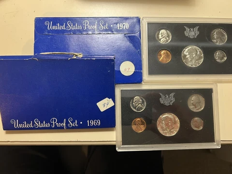 1969-S  /  1970-S  US Mint Proof Sets - (10)  Genuine Proof Coins - 40% Silver Cover