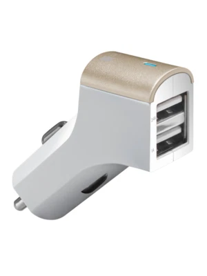 Case Logic 2.4A Dual-USB Car Charger with Micro-USB Cable (Gold/White) - Image 1 of 2