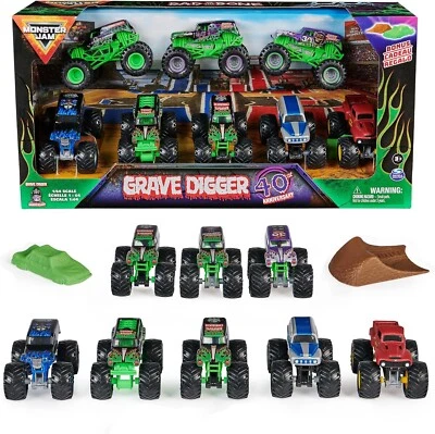 Grave Digger 40th Anniversary 8-Pack with Ramp & Accessories - 1:64 Scale Trux - Image 1 of 4