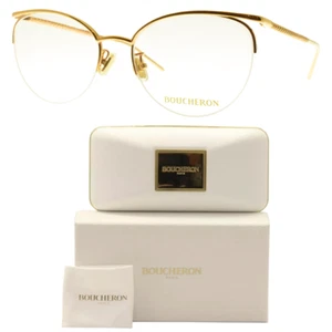 NEW!! BOUCHERON BC0059O 001 Gold Oval Semi Rimless Womens Optical Frame - Picture 1 of 7