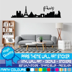 Paris Skyline Küche Esszimmer Wohnzimmer Schlafzimmer Aufkleber Wandbild Sticker Stadt Bild - Bild 1 von 7