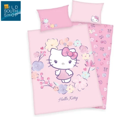 Hello Kitty Flanell Baby Bettwäsche 40x60 + 100x135cm, 100% Bio Baumwolle, Gots