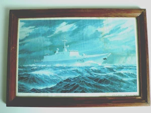 ARSENAL DCN LORIENT FRÉGATE LA FAYETTE 1990 CADRE 23x33 cm DANS L'ÉTAT - Imagen 1 de 3