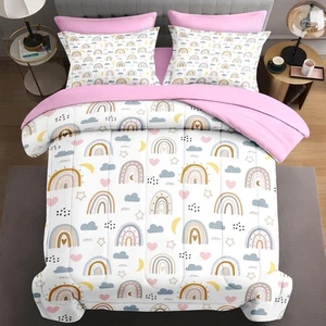 Juego de edredón de 5 piezas tamaño doble con funda de almohada y farsa, lindo arco iris guardería... - Imagen 1 de 7