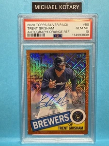 TRENT GRISHAM 2020 TOPPS CHROME SILVER PACK ORANGE AUTO PSA 10 12/25 Yankees - Picture 1 of 2
