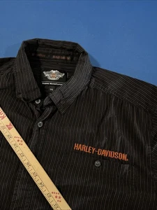 Camisa Harley Davidson Para Hombre Talla XXL Negra/Naranja Rayas Logo Pre-Lujo Motociclista - Imagen 1 de 8