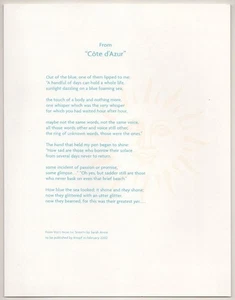 Sarah ARVIO / FROM COTE D'AZUR Signed Broadside 1st Edition 2002 #190047 - Picture 1 of 1