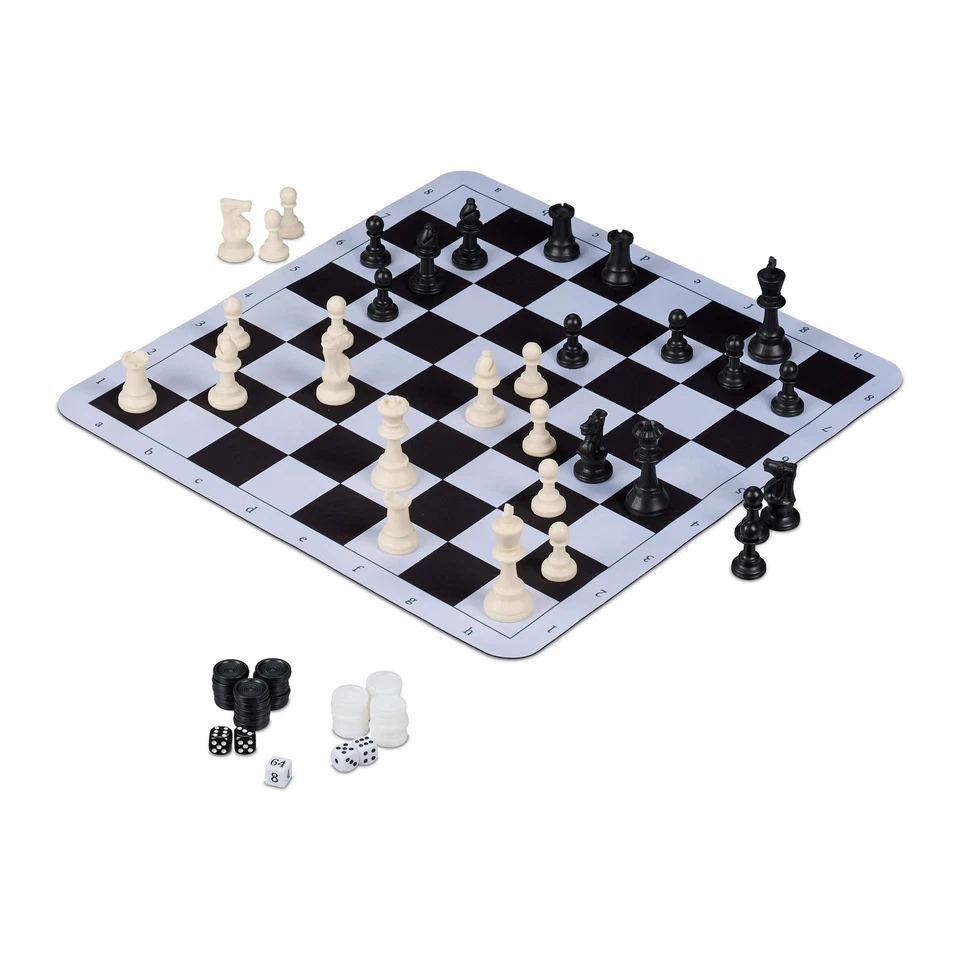 Schachspiel Backgammon Dame Schach Schachbrett Reiseschach Schachmatte rollbar - Bild 1 von 1