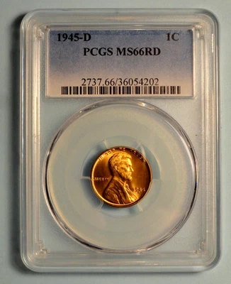 1945-D LINCOLN Wheat Cent PCGS MS66 RD - Image 1 of 4