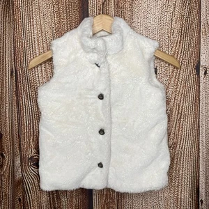 Hanna Andersson Girl’s Faux Fur Vest Cream White Size 120 (6-7) Snap Closure - Picture 1 of 6