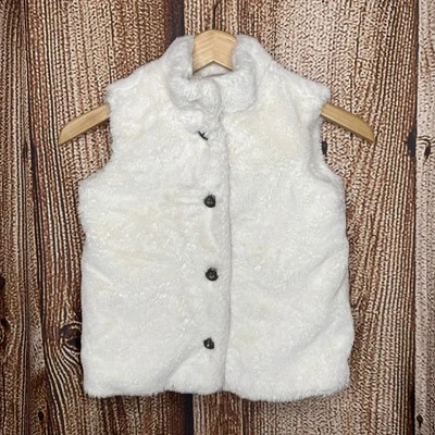 Chaleco de piel sintética Hanna Andersson para niña blanco crema talla 120 (6-7) cierre a presión Foto 1 de 4
