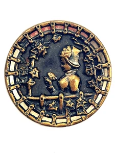 Victorian Fanny Davenport Picture Button Metal Girl Umbrella Vintage Antique - Picture 1 of 4